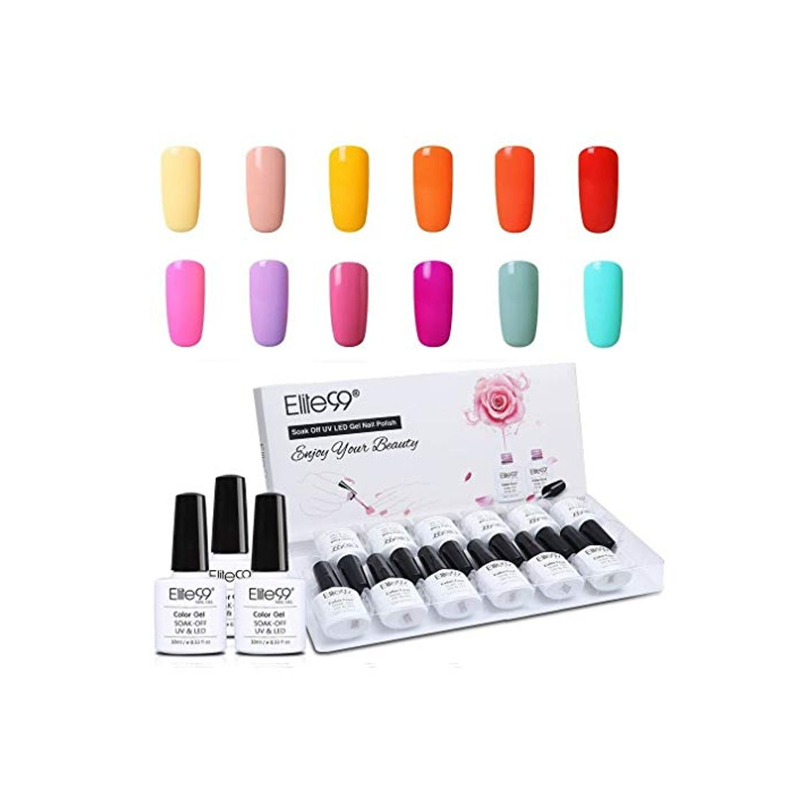 Belleza Elite99 Esmalte Semipermanente UV LED 12pcs Kit Uñas de Gel Pintauñas Esmalte