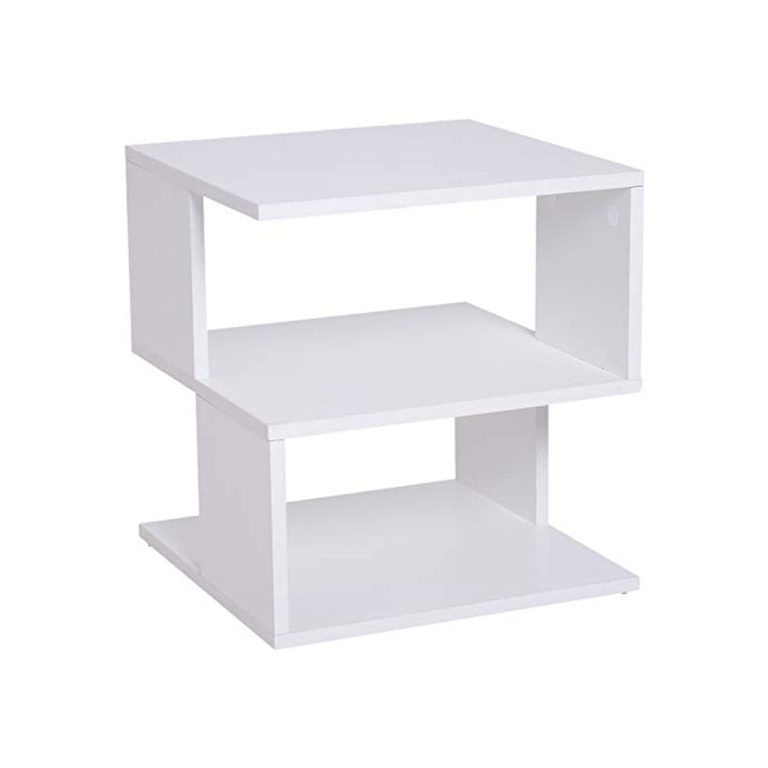 Product HOMCOM Mesilla de Centro Mesita de Noche Mesa de Café Té Mesita Auxiliar 2 Niveles para Salón Dormitorio Librería Estante de Almacenamiento 40x40x43cm Blanco