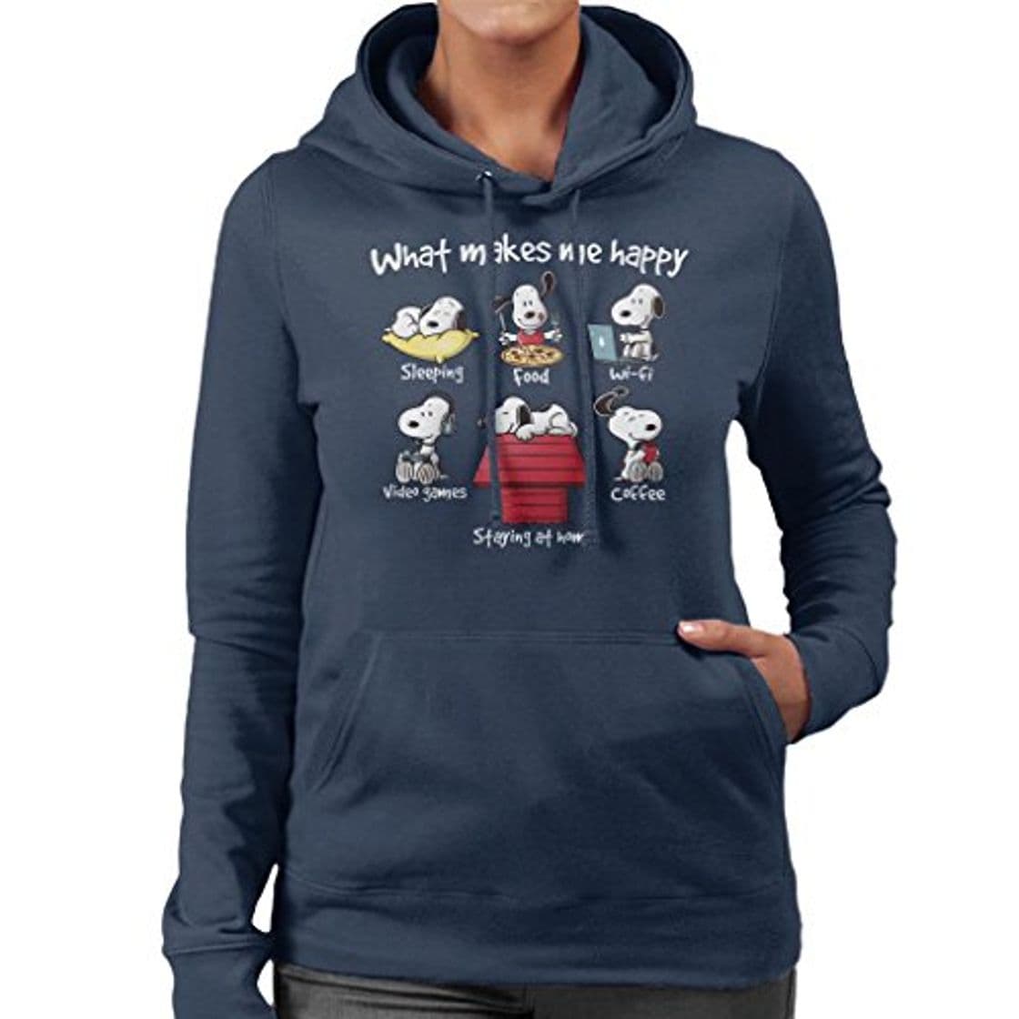 Moda Snoopy Staying At Home Makes Me Happy Women's Hooded Sweatshirt