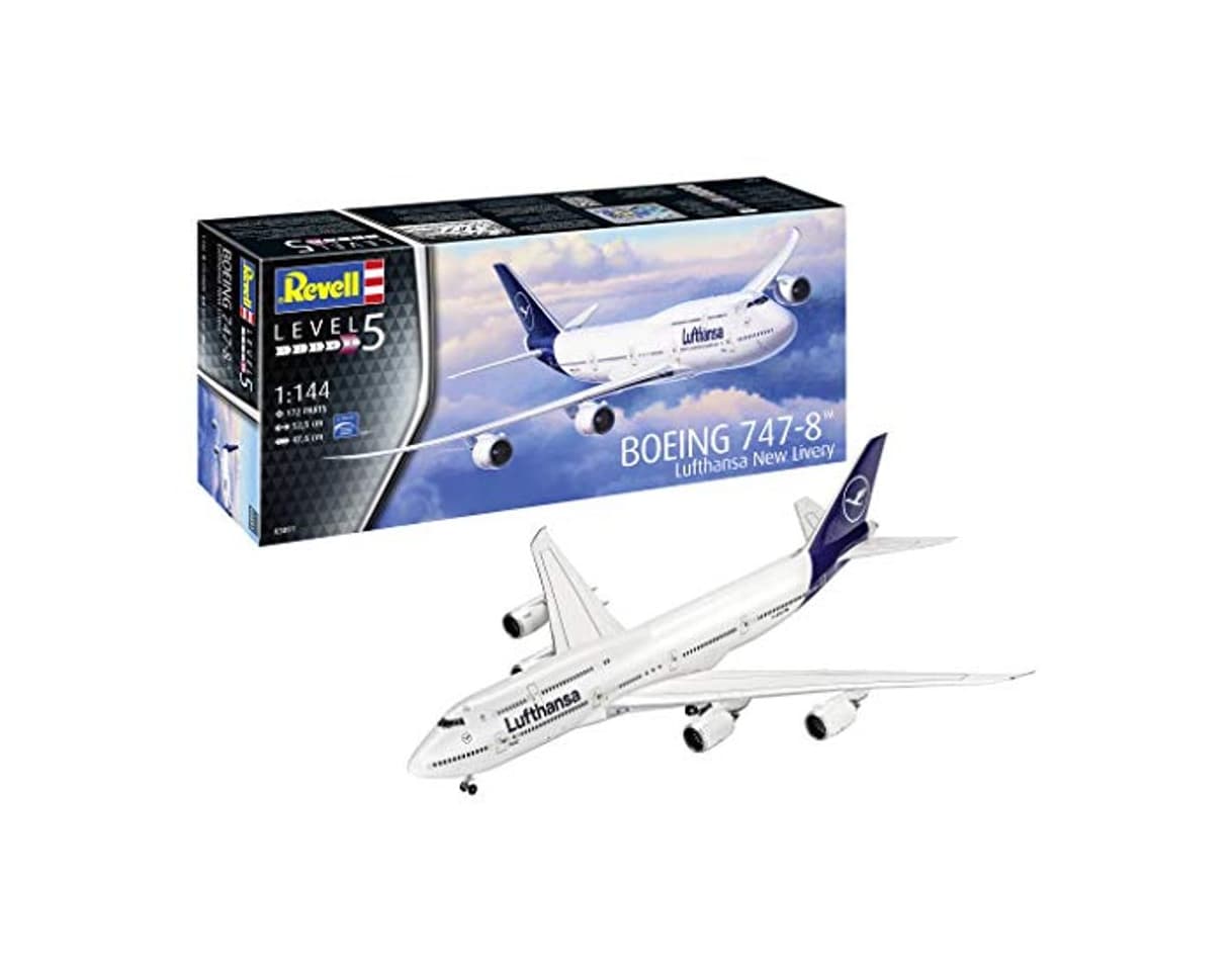 Product Revell-03891 Boeing 747-8 Lufthansa New Livery, Kit Modelo, Escala 1:144, Color Blanco,