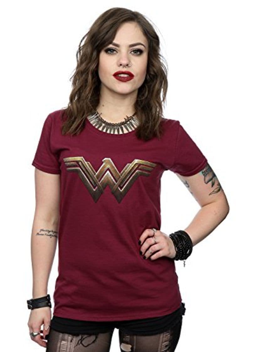 Moda DC Comics mujer Wonder Woman Logo Camiseta Medium borgoña