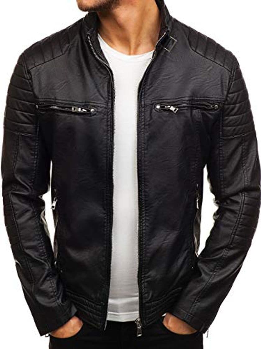 Product BOLF Hombre Chaqueta De Cuero Ecológico Cierre De Cremallera Estilo Casual FEIFA Fashion 9103 Negro L [4D4]