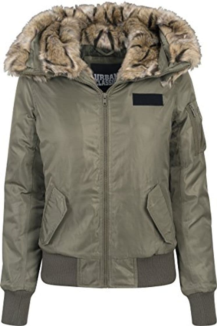 Product Urban Classics Ladies Imitation Fur Bomber Jacket Chaqueta, Verde