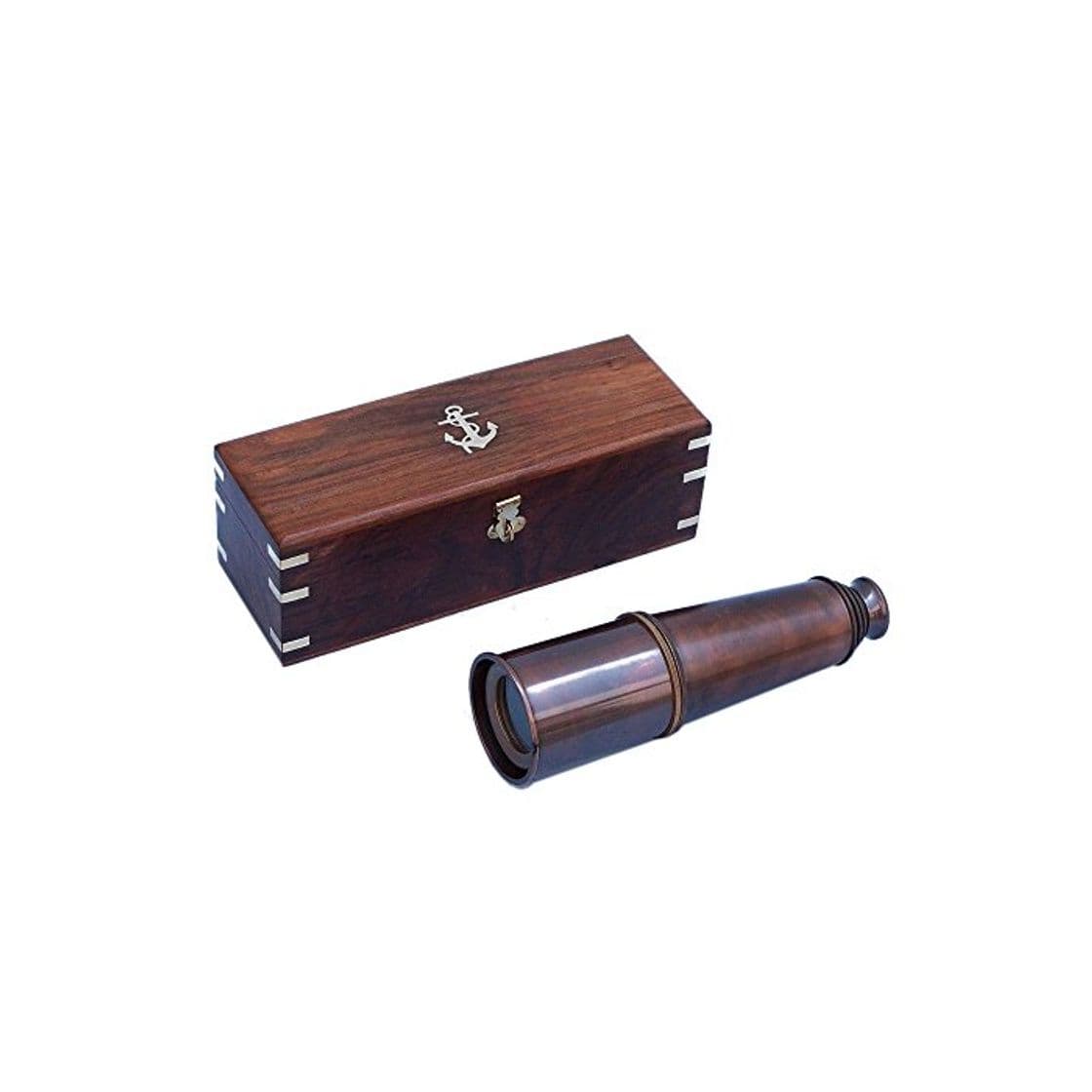 Producto HND Almirante de Cobre Antiguo Spyglass telescopio 27 "Caja de Madera de Palisandro