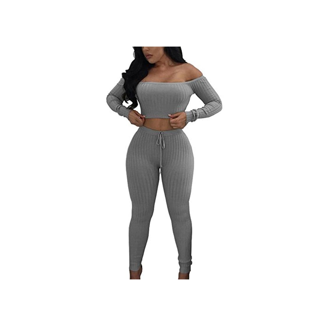 Product Mxjeeio 💖 Mujer Color sólido Tamaño Grande Elasticidad Training Fitness Yoga Sports Top Pantalones de 2 Piezas Conjuntos Moda Femenina Dividida Conjunto Casual Bodycon Outfit Ropa Deportiva