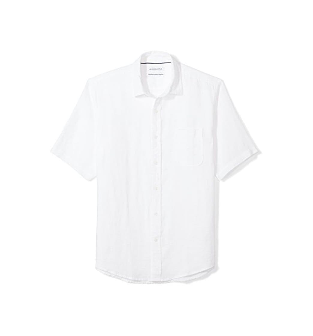 Producto Amazon Essentials - Camisa a cuadros de lino con manga corta para