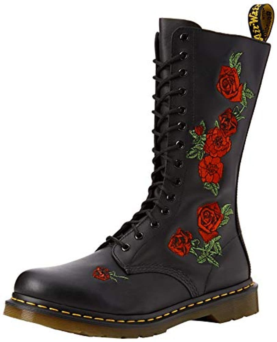 Fashion Dr. Martens VONDA Embroidery Black - Botas de Agua para Mujer