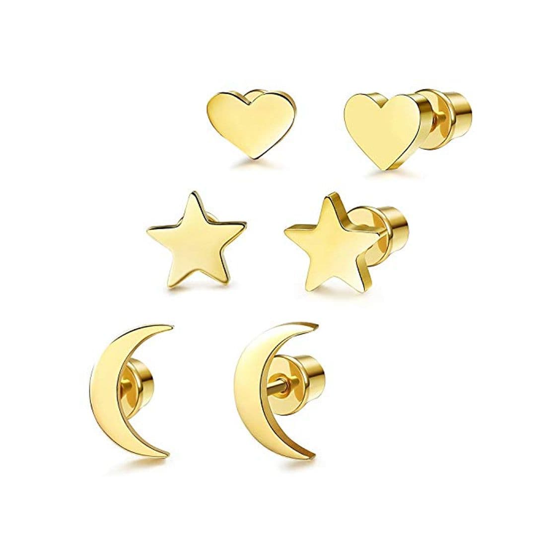 Product Milacolato Acero Inoxidable Pendientes de Estrella Luna y Corazón de las Mujeres