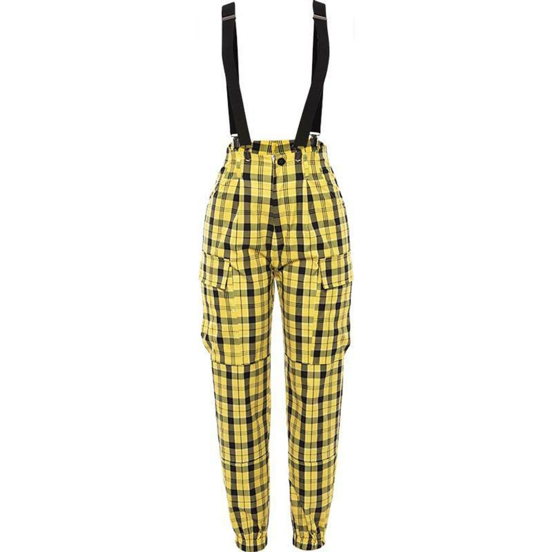 Moda Plaid strap pants