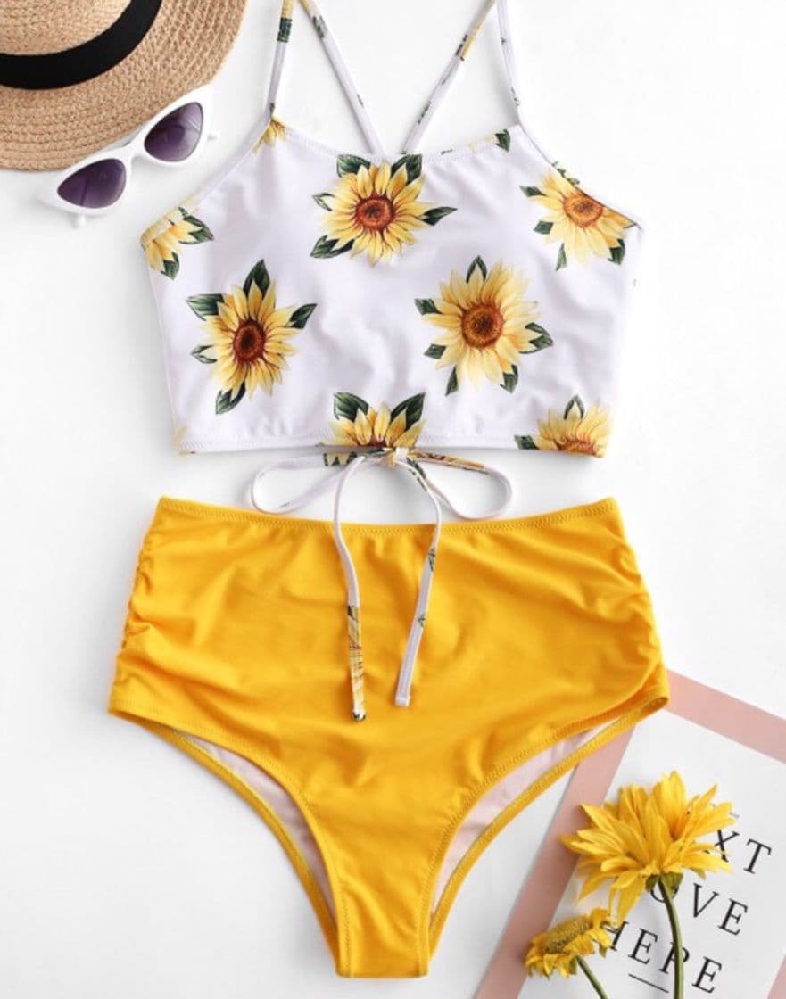 Fashion ZAFUL conjunto de Tankini de girasol 