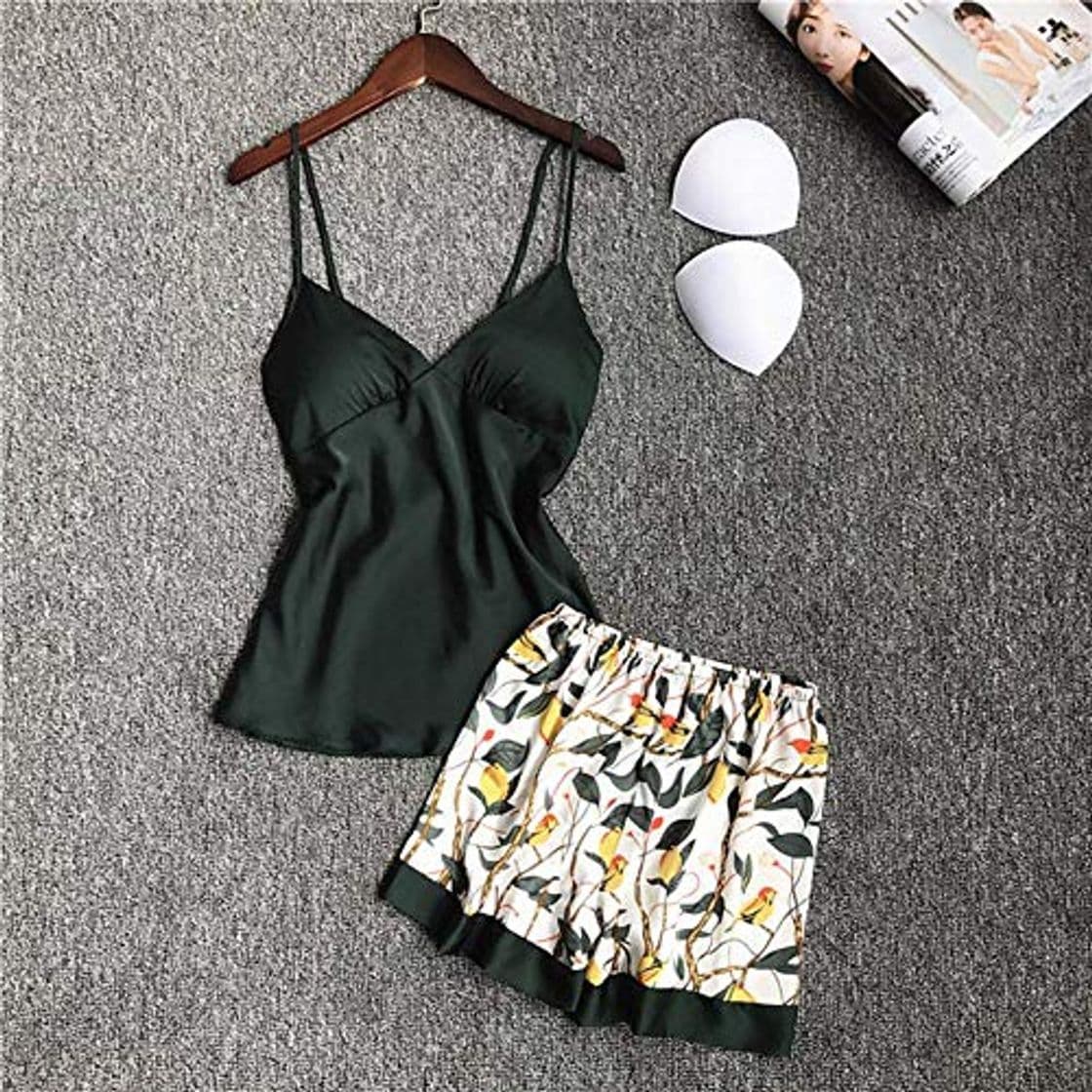 Moda Finer Ladies Pyjamas Women Summer Print Pijamas Set Female Silk Satin Sleepwear