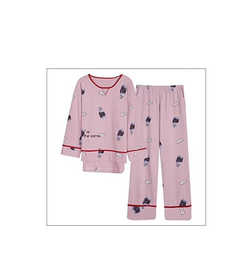 Fashion XFLOWR 2 Piezas de Ropa de casa Conjuntos de Pijama de Invierno Ropa de Dormir de piña de Dibujos Animados Ropa de Dormir de Manga Larga Pijama Feminino Ocio Ropa de casa L