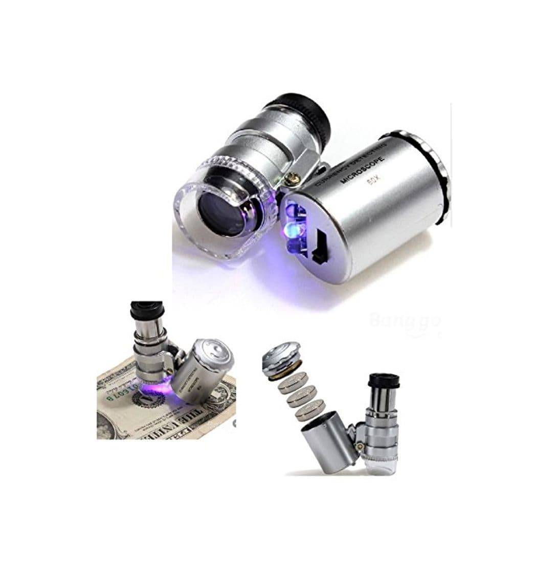 Product Mini Microscopio Monoculo con Luz Led y Lupa con luz UV para Deteccion de Billetes Falsos Filatelia Joyas 2150