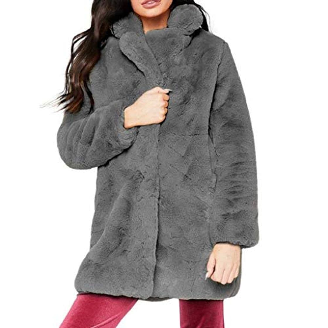 Moda Ericcay Abrigo De Mujer Solapa Faux Wool Chaqueta Con De Para Estilo único Manga Larga Suelta Outwear Color Sólido Cárdigan Abierto Chaqueta De Invierno Moda Para Mujer Abrigo Largo De Felpa De Peluch