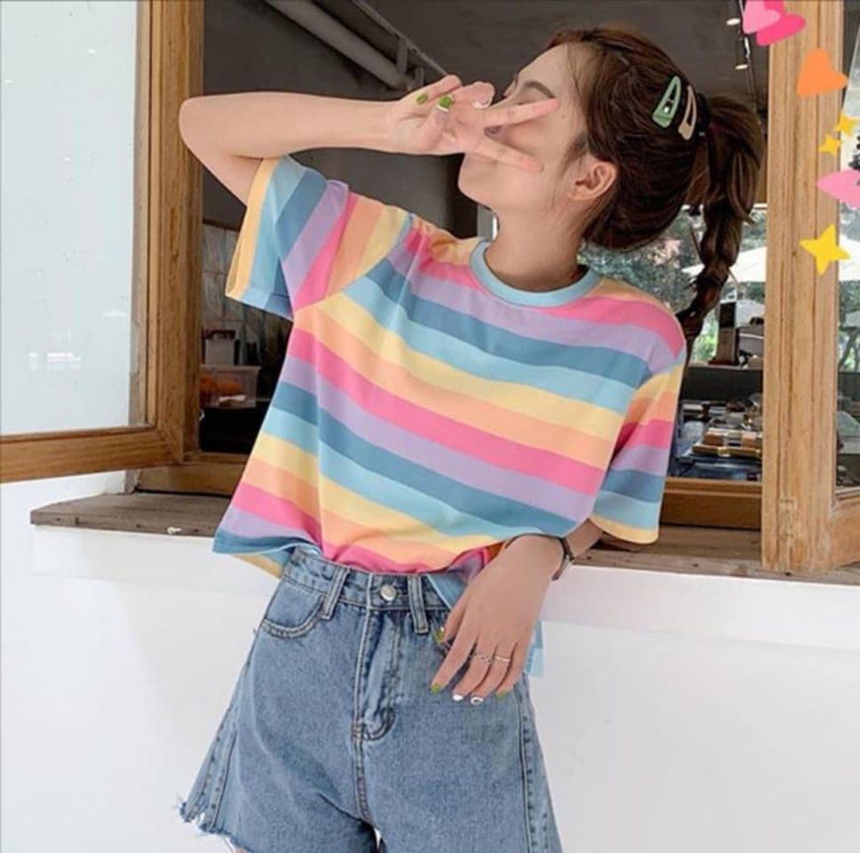 Moda Camiseta rayas arcoiris 🌈