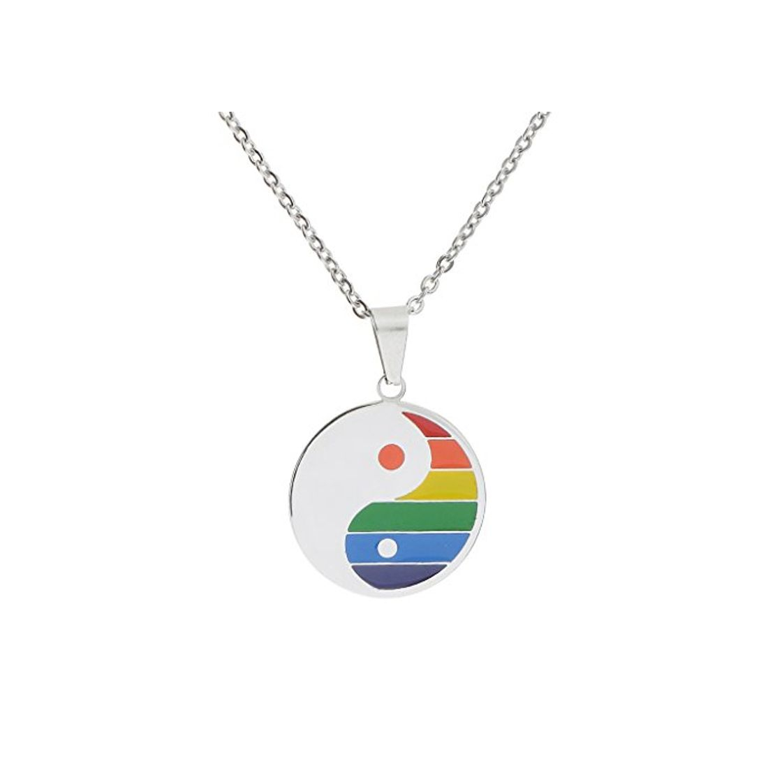 Fashion F Fityle Gay Lesbian Rainbow Pride LGBT Collar De Acero Inoxidable Ying Yang Colgante