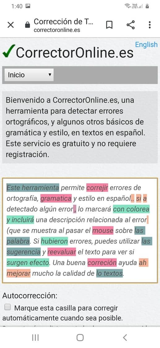 App Corrección de Textos Online