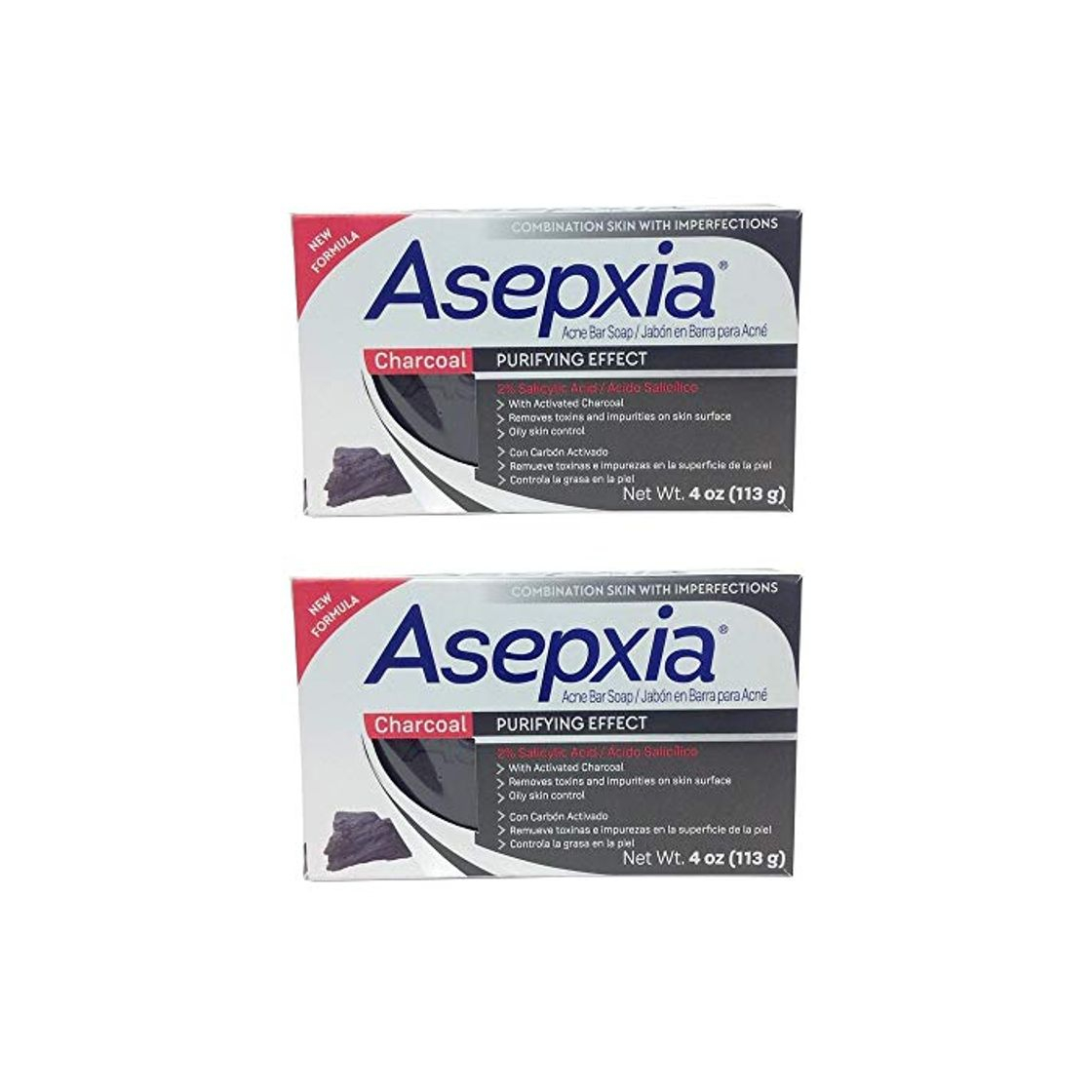 Producto Jabón Para el Acné Asepxia con Carbón Activado y Ácido Salicílico – Pack de 2 x 113g