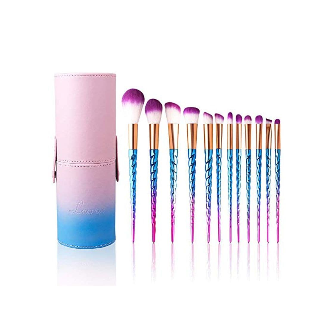 Beauty Brochas de Maquillaje,12 pcs Pinceles de maquillaje profesional con estuche, Pincel de