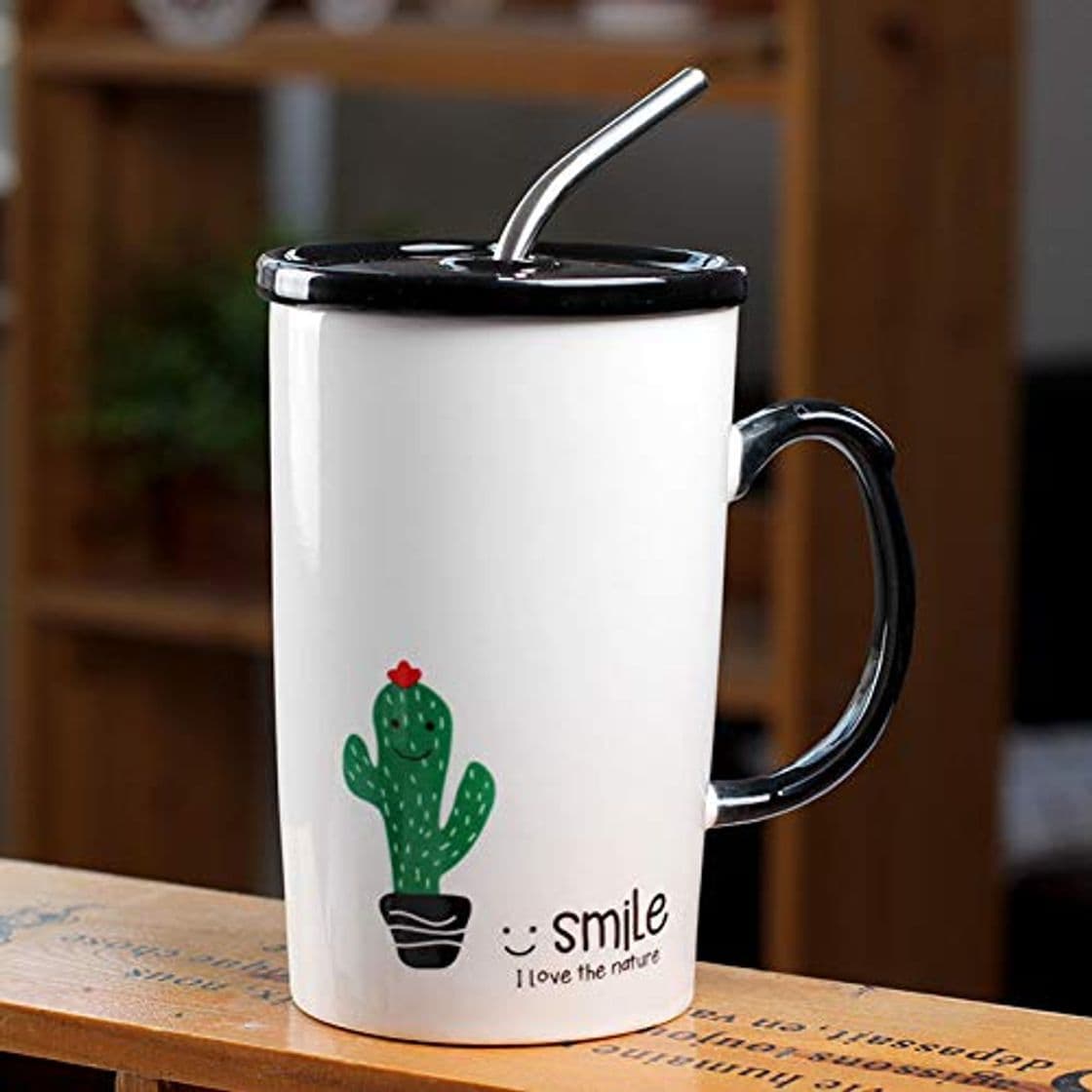 Product Erjialiu 450 Ml Cactus Taza De Cerámica Manija Taza de Paja Oficina