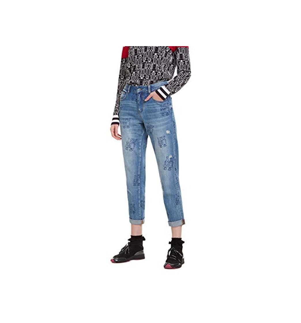 Fashion Desigual Trousers Robots Vaqueros Boyfriend, Azul