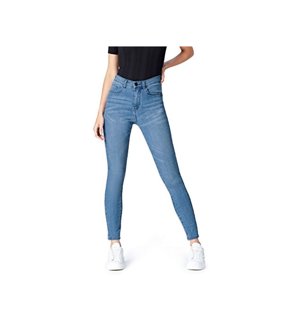 Product Marca Amazon - find.. Vaqueros Ceñidos de Tiro Alto Mujer, Azul