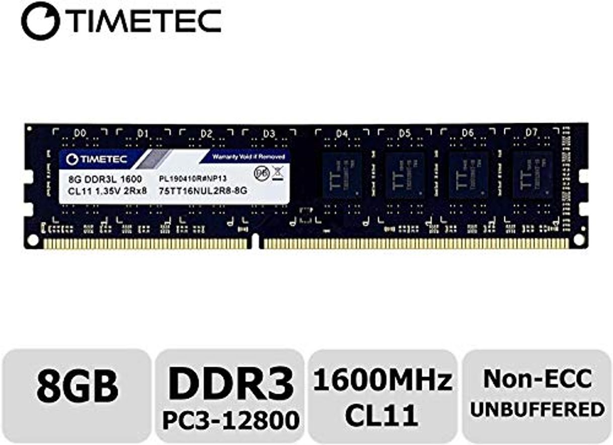 Electrónica Timetec Hynix IC DDR3L 1600MHz PC3-12800 Unbuffered Non-ECC 1.35V CL11 2Rx8 Dual