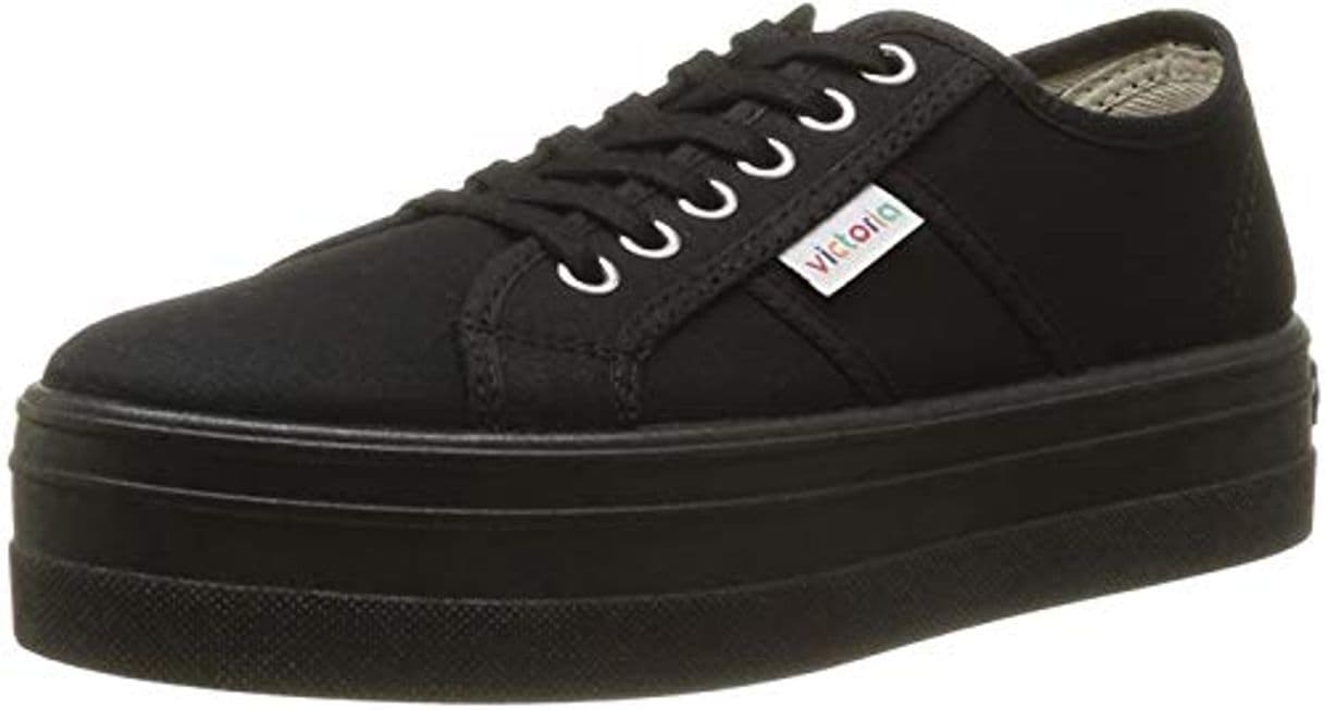 Fashion Victoria Basket Lona Plataf, Zapatillas Bajos de Deporte Unisex, Negro