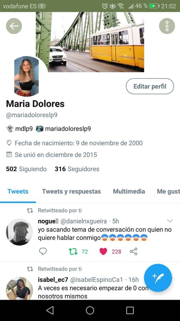 Moda Mi perfil de Twitter 😊