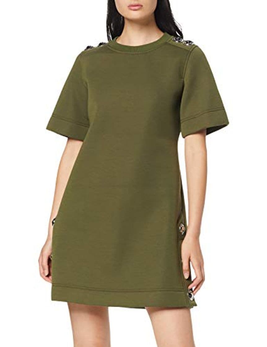 Place Love Moschino Logo Buttons_Jersey Short Sleeve Dress Vestido,