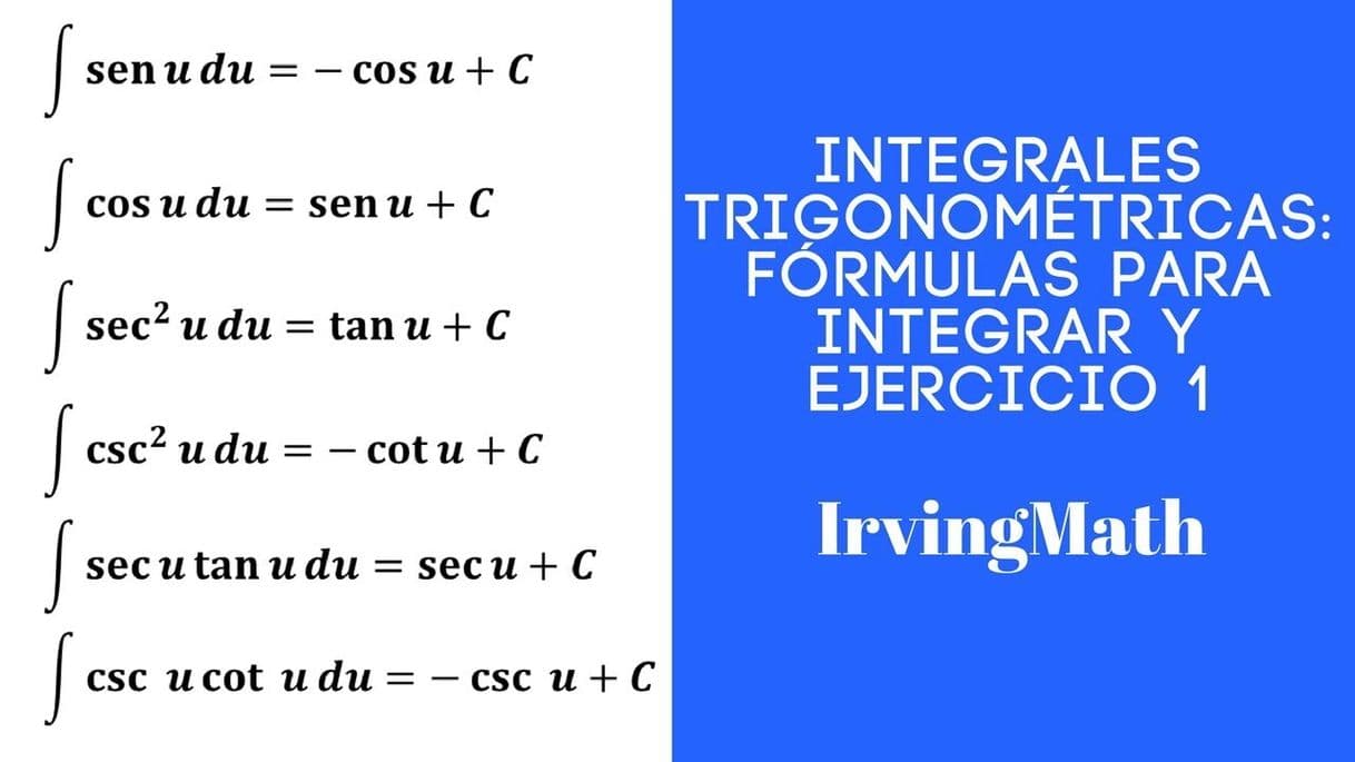 Moda Integrales trigonometricas. Fórmulas para Integrar e Integral de una ...