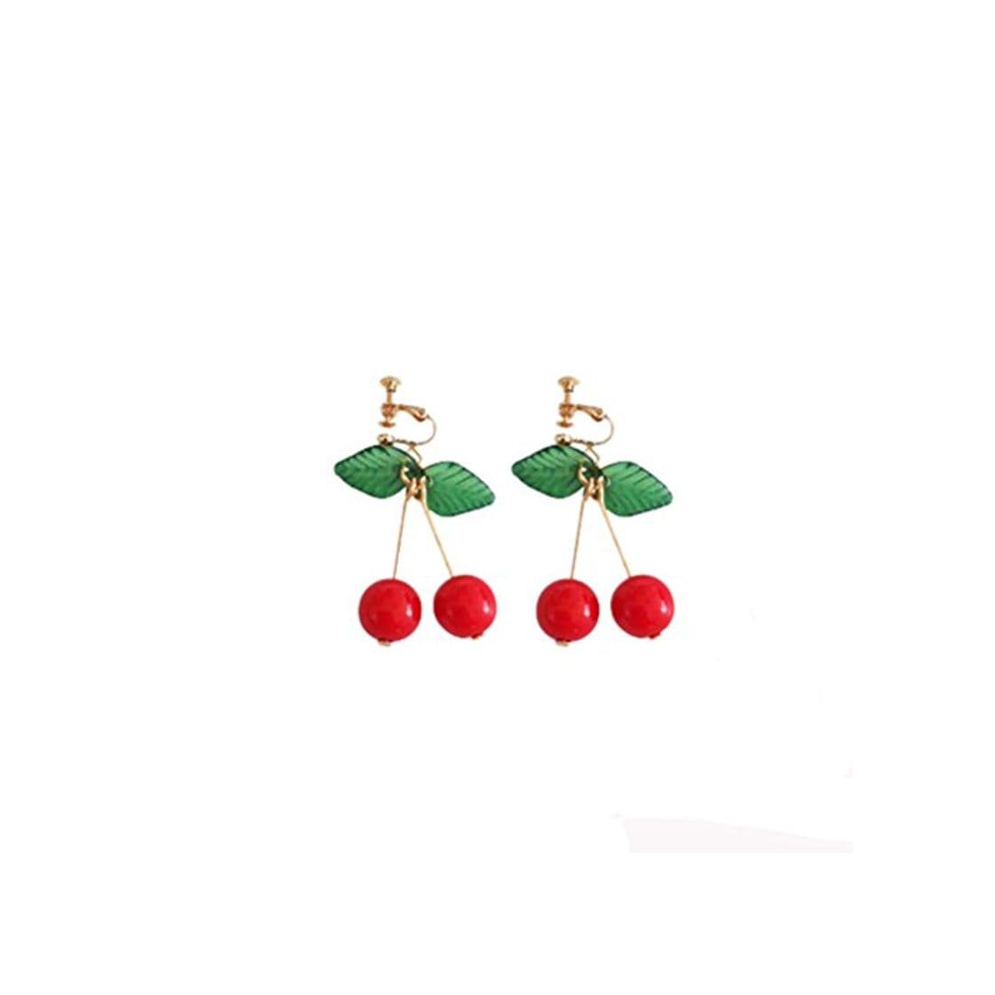 Fashion LUOEM 1 Pair Women Earrings Sweet Small Fresh Fruit Cherry Shape Ear Clips