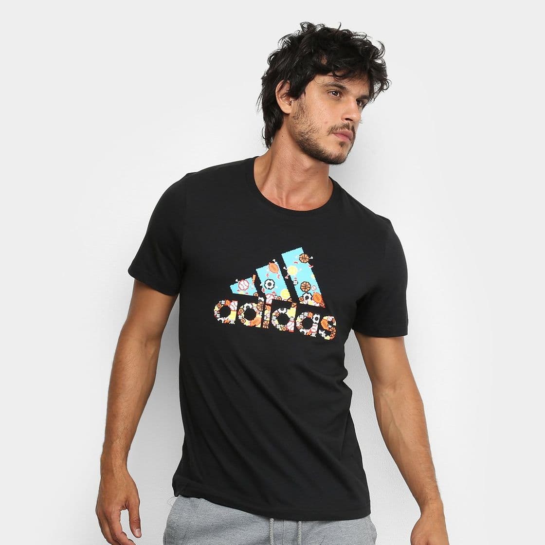 Moda Camiseta Adidas 8 Bit Bos Masculina - Preto