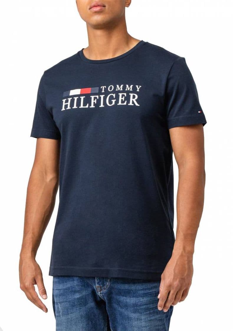 Product Camiseta Tommy Hilfiger Masculina Print Logo Flag Azul Marin