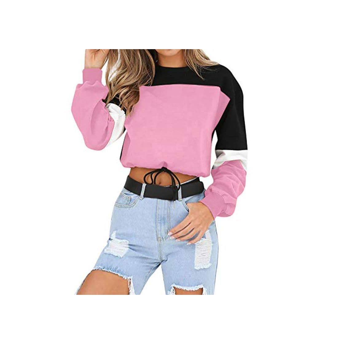 Product Overdose Sudadera para Mujer De Manga Larga Empalme Color Moda Sudadera Pullover