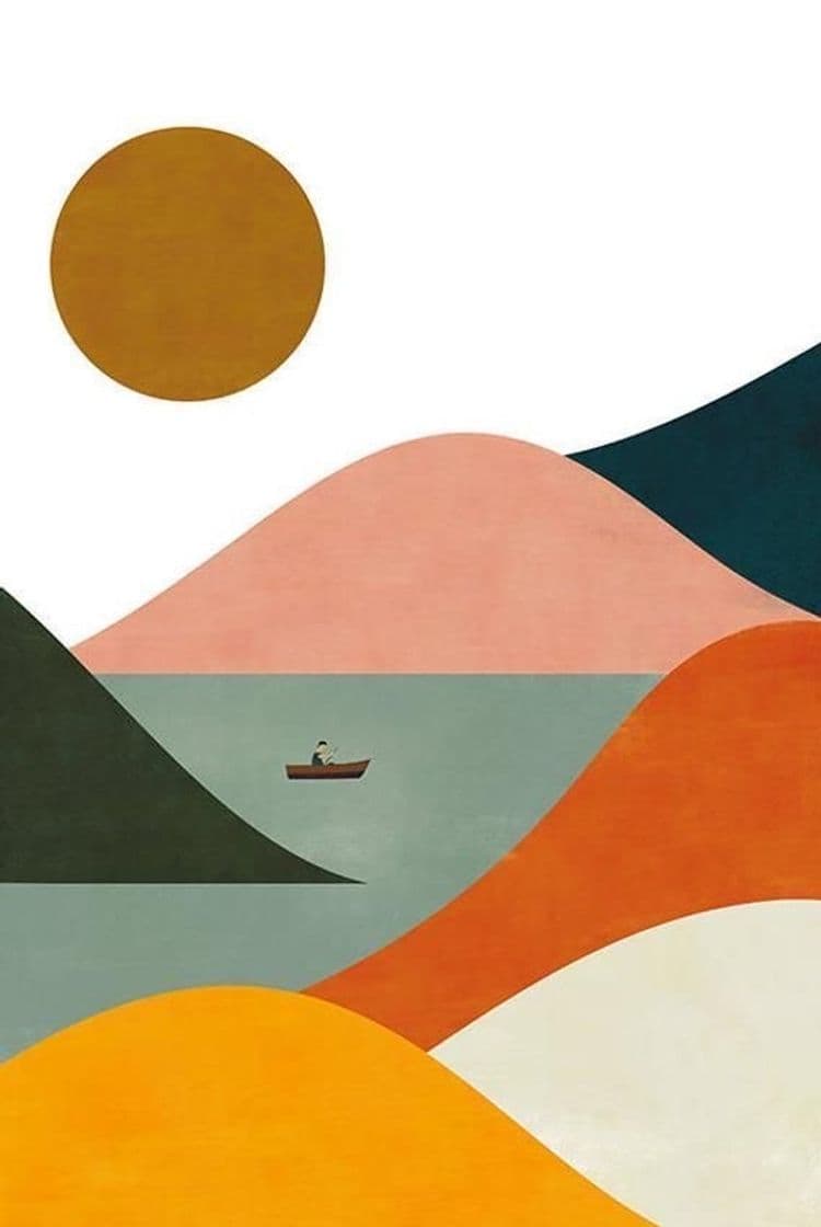 Fashion Imagem de fundo com barco, paisagens e linhas minimalistas