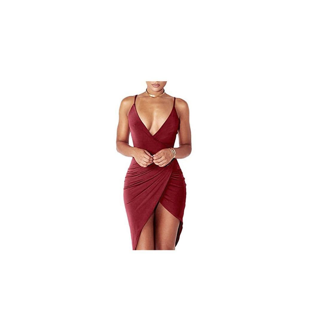 Product DRESHOW Women's Sexy Deep V Neck Sleeveless Spaghetti Strap Bodycon Wrap Dress