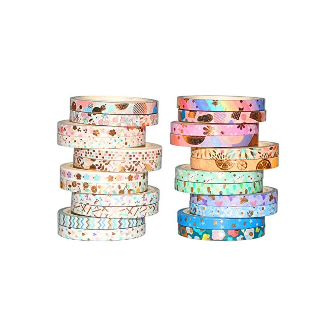 Product Yubbaex Washi Tape Set cinta adhesiva decorativa Washi Glitter Adhesivo de Cinta Decorativa para DIY Crafts Scrapbooking 24 Rollos x 5MM De ancho