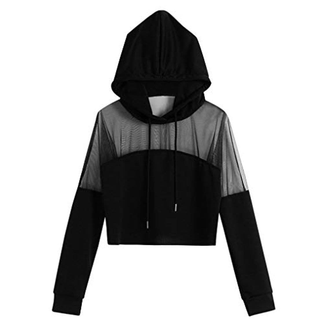 Product K-Youth Mujer Sudaderas Cortas, Sudaderas Tumblr Mujer Cortas Otoño Original Rejilla Patchwork