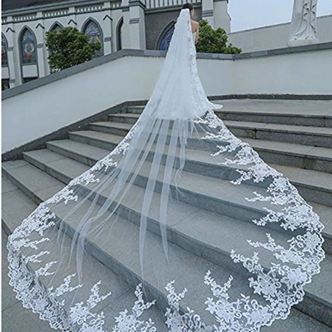 Product GYMAN Velo de novia Catedral Longitud de la boda velos con peine 3 m de encaje Velo largo blanco encaje accesorios