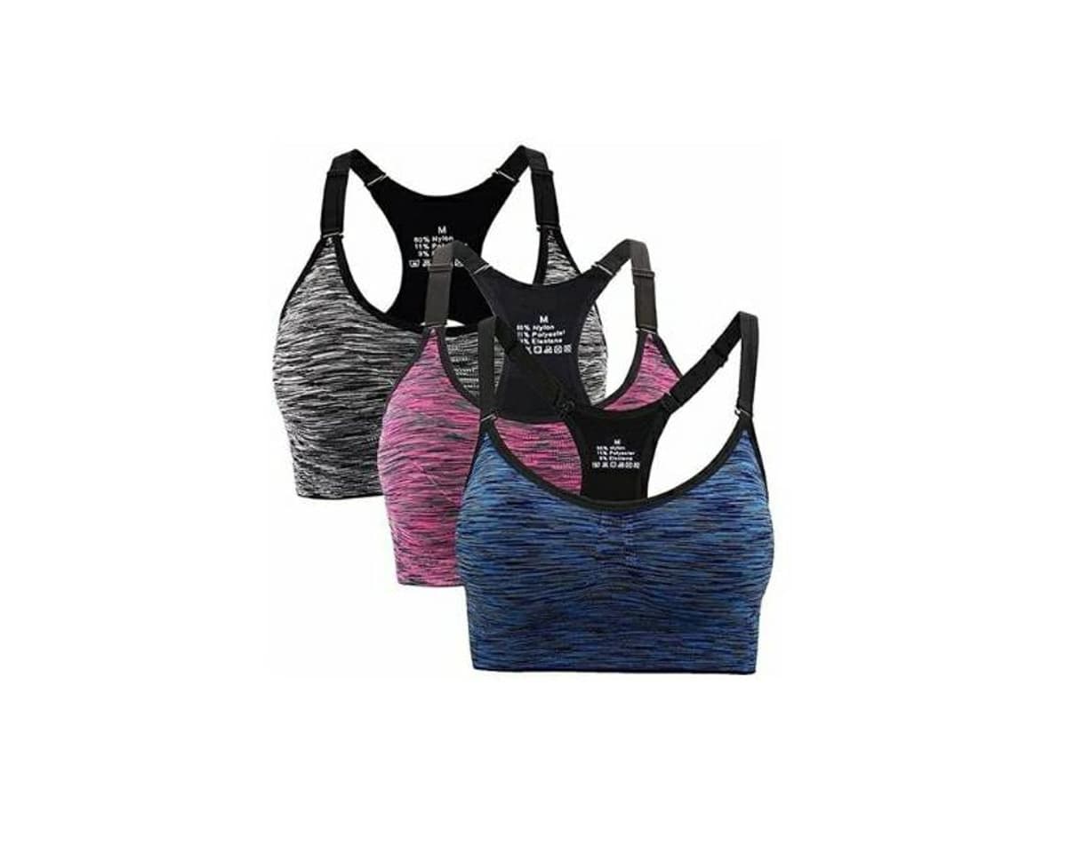 Moda Aibrou Sujetador Deportivo para Mujer de Bajo Impacto con Almohadillas Extraíbles Sujetador Deportivo con Relleno Gimnasio Yoga Fitness Ejercicio