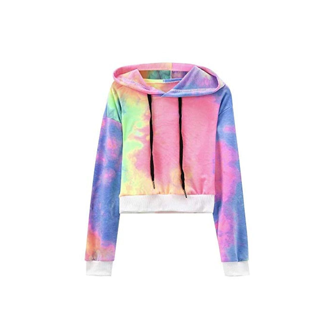 Fashion Sudadera con Capucha De Color Degradado para Mujer Sudadera Corta Ropa de Fiesta De Manga Larga Tops De Manga Larga Sudadera con Capucha Tie Dye Crop Tops Mgmgy Sudaderas De Mujer Crop Tops