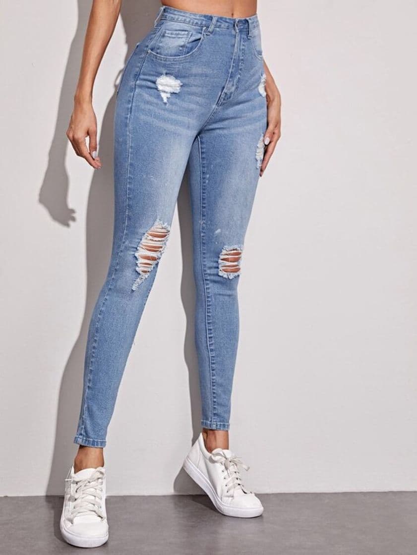 Fashion Distressed High-Rise Skinny Jeans | SHEIN USA