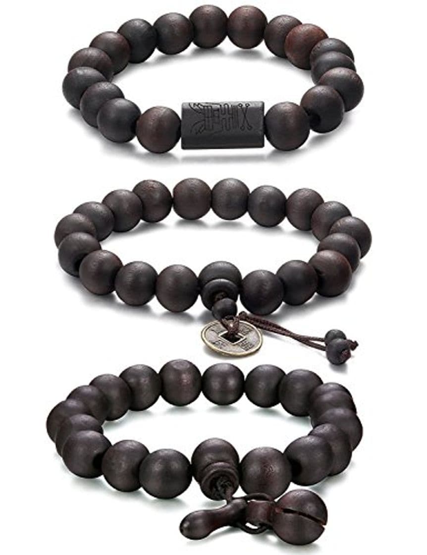 Product Jstyle 3 Pcs 11mm Madera Brazalete de Cuentas para los Hombres Mujeres