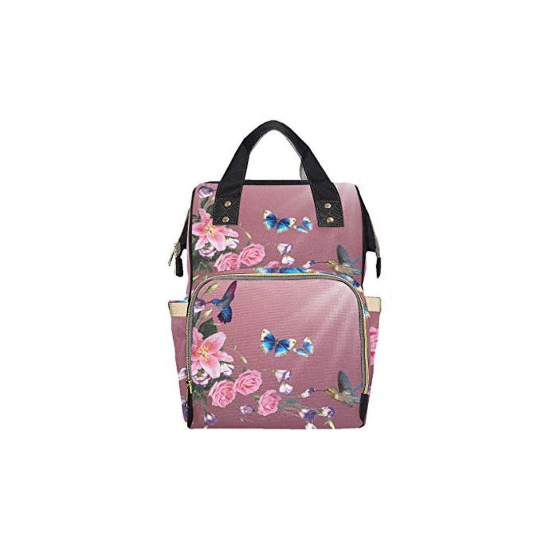 Producto Beija Flor Colibríes Pájaros Flores Luz Naturaleza Bolsa de pañales personalizada Mochila Mamá Papá Cambiando Gran capacidad Mochila multifunción Bolsa de pañales para bebé niña Niño