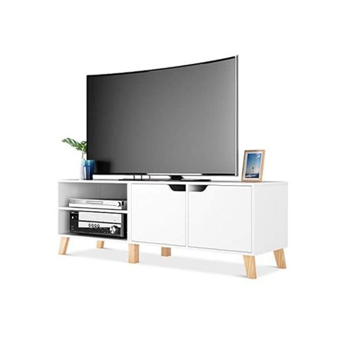 Product Homfa Mueble TV Salón Mesa para TV con 2 Puertas 2 Compartimientos