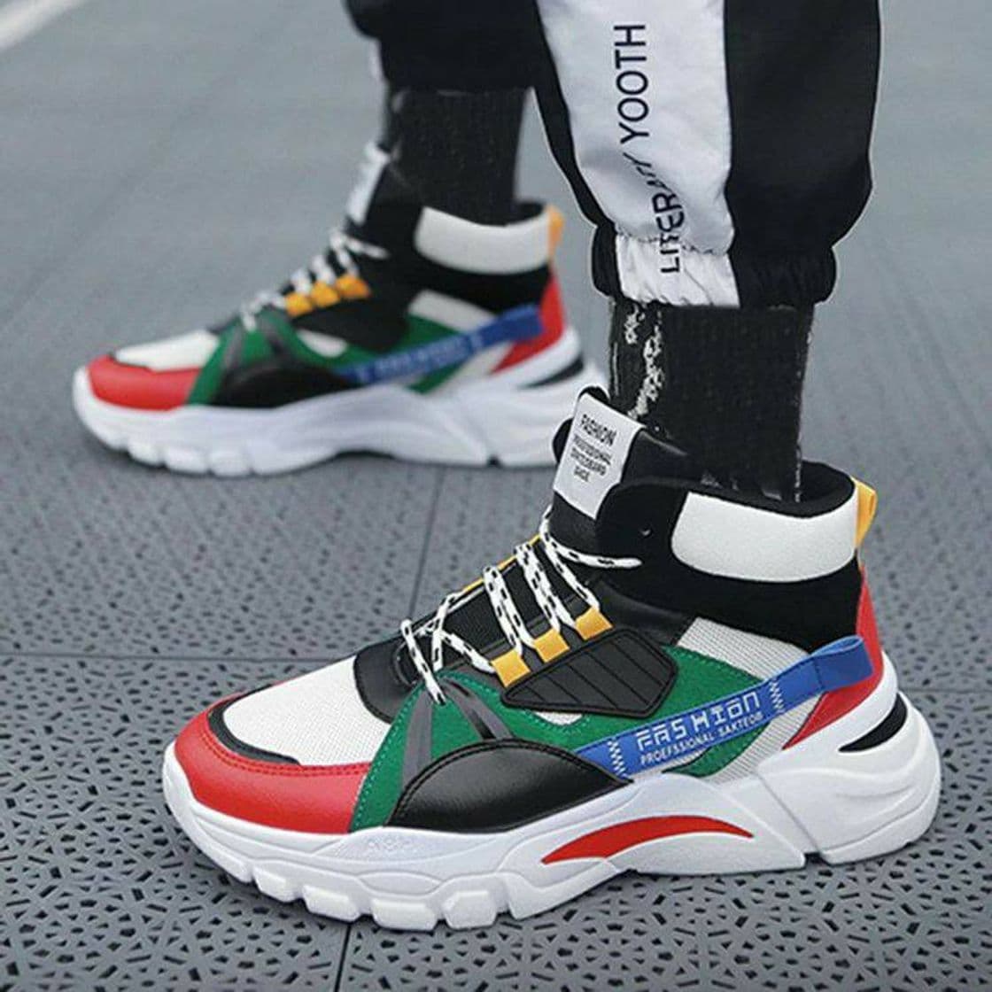 Fashion Streetwear Colorido,Chunky Plataforma cano Alto Masculino❤