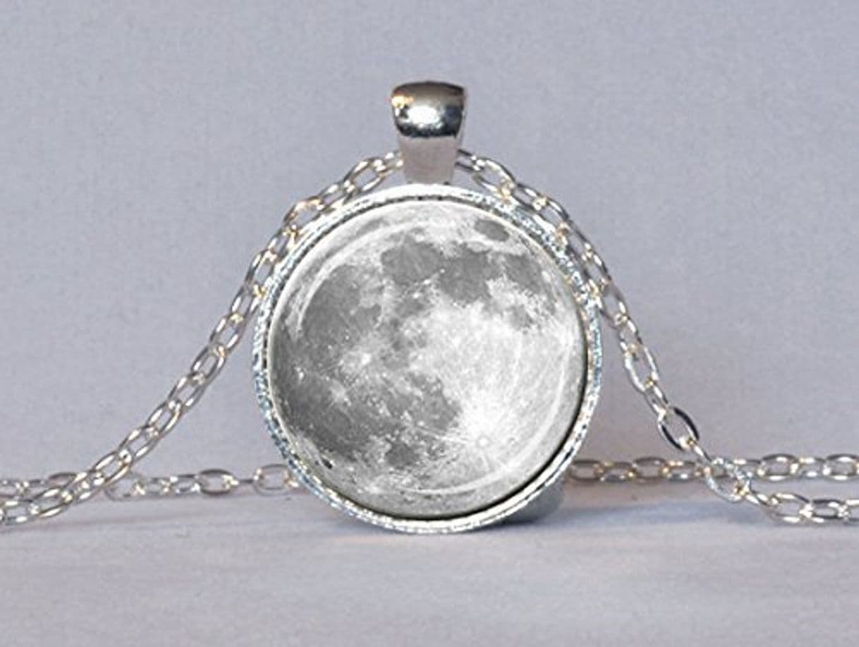 Producto Luna Llena collar luna llena colgante lunar collar colgante planeta joyas astronomía ciencia Jewelry astrólogo regalo blanco gris