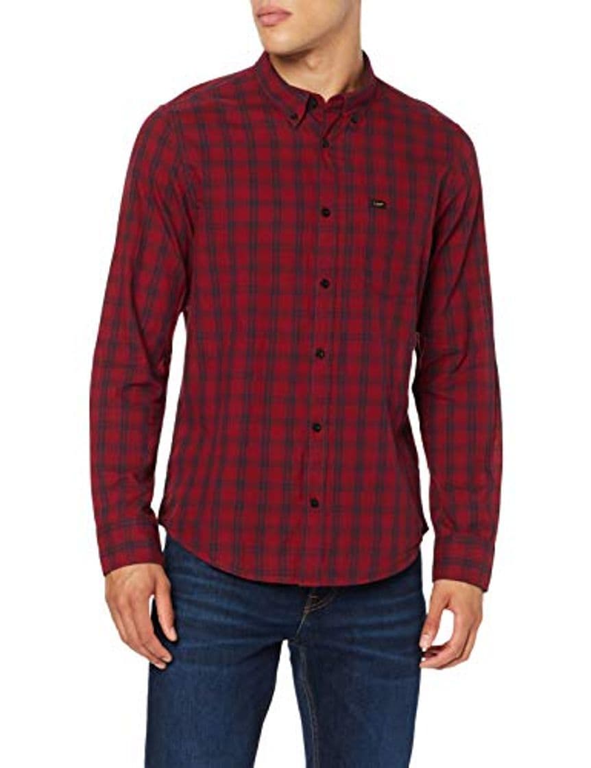 Moda Lee Button Down Camisa, Rojo