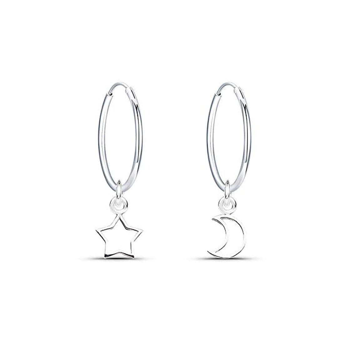 Product Epoch World Pendientes de Plata de Ley 925 Pendientes Aro con Colgante